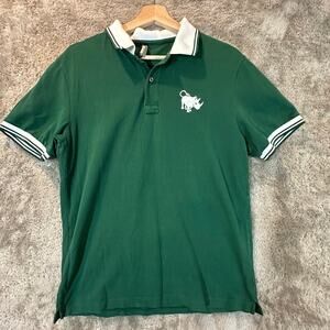 Prada Emerald Green Polo Shirt Rhino Embroider Tipped Collar READ FOR SIZE INFO